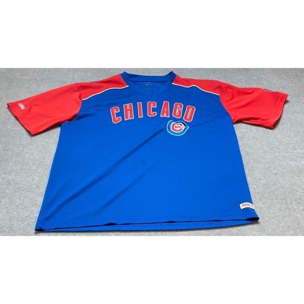 Stitches MLB Chicago Cubs Jersey Mens XL Short Sleeve V-Neck Embroidered
